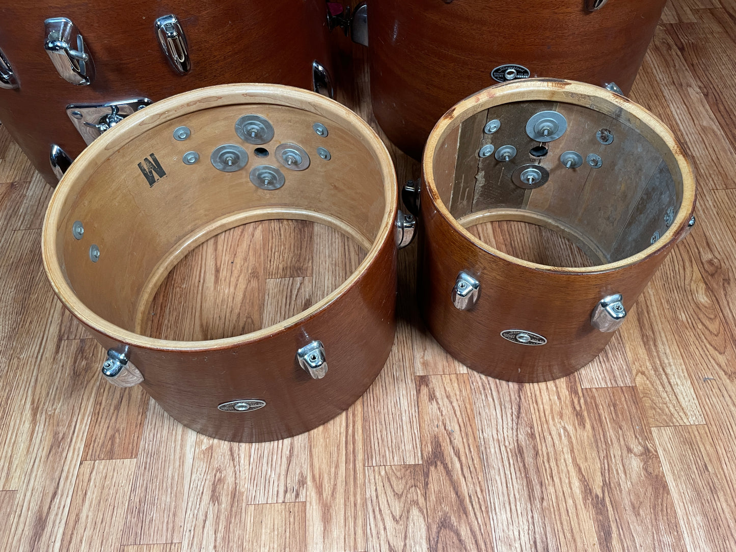 1970s Slingerland Modern Combo No. 75N Drum Set Mahogany 20/10/13/16 Concert Tom
