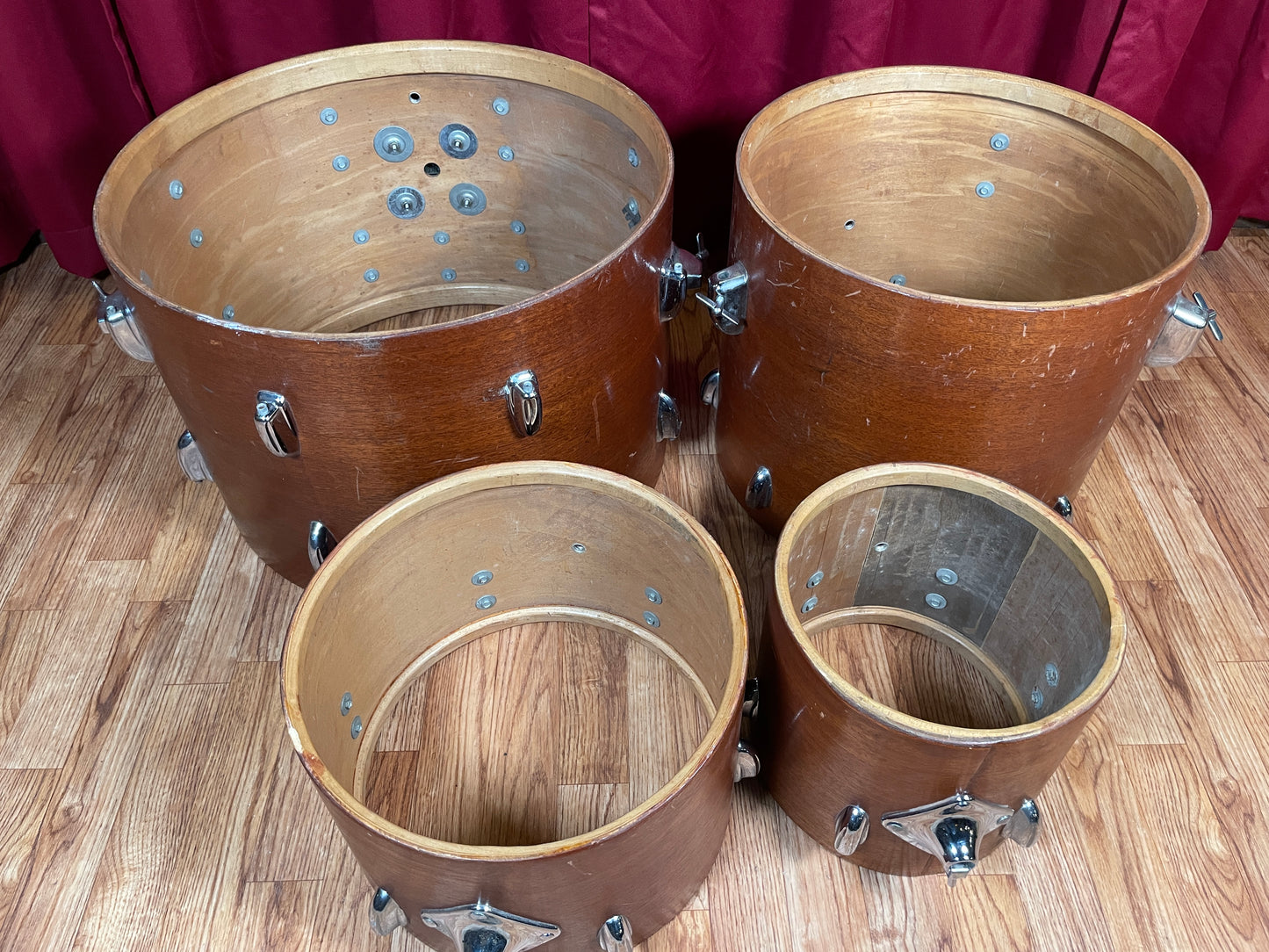 1970s Slingerland Modern Combo No. 75N Drum Set Mahogany 20/10/13/16 Concert Tom