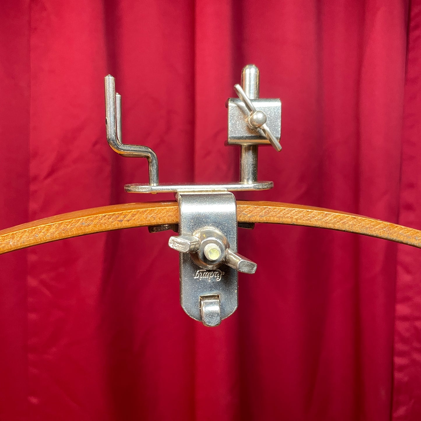 1960s Ludwig Bell Block Holder w/ U-Clamp No. 1323 Script Logo Nickel