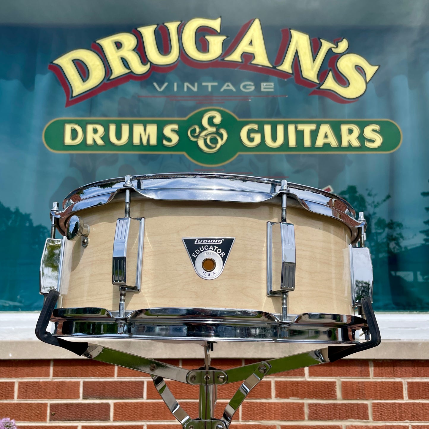 1970s Ludwig Educator 5x14 8 Lug Snare Drum Maple Cortex