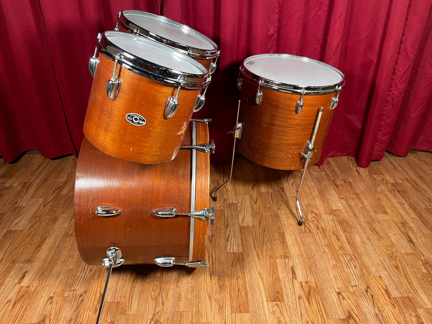 1970s Slingerland Modern Combo No. 75N Drum Set Mahogany 20/10/13/16 Concert Tom