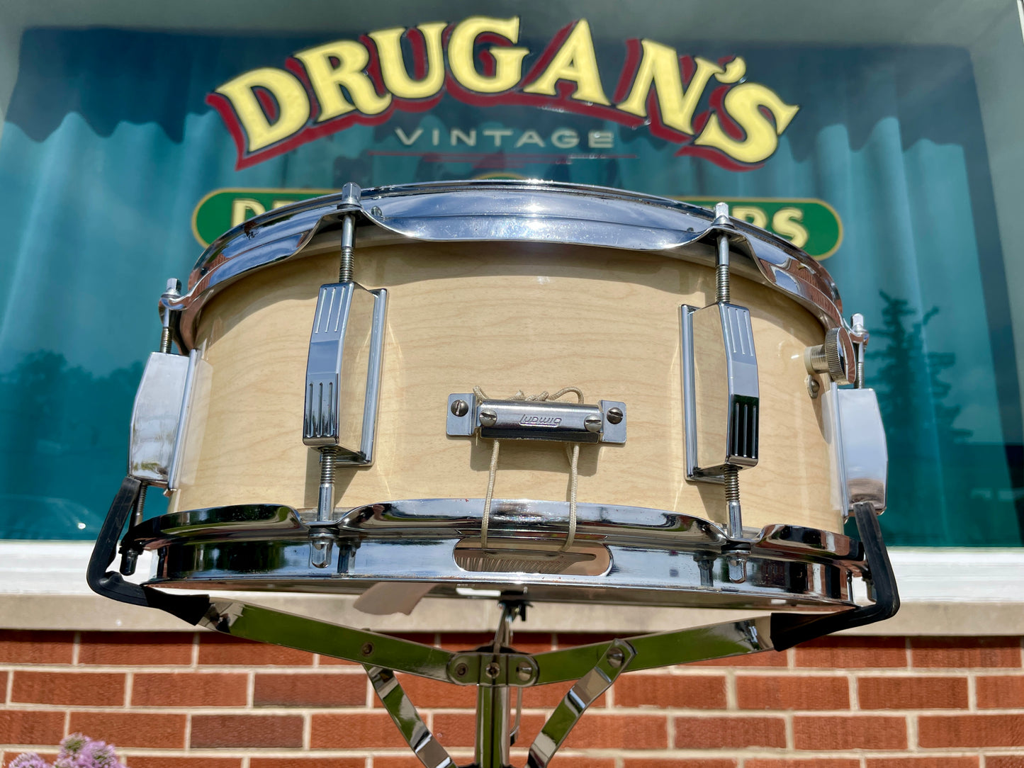 1970s Ludwig Educator 5x14 8 Lug Snare Drum Maple Cortex