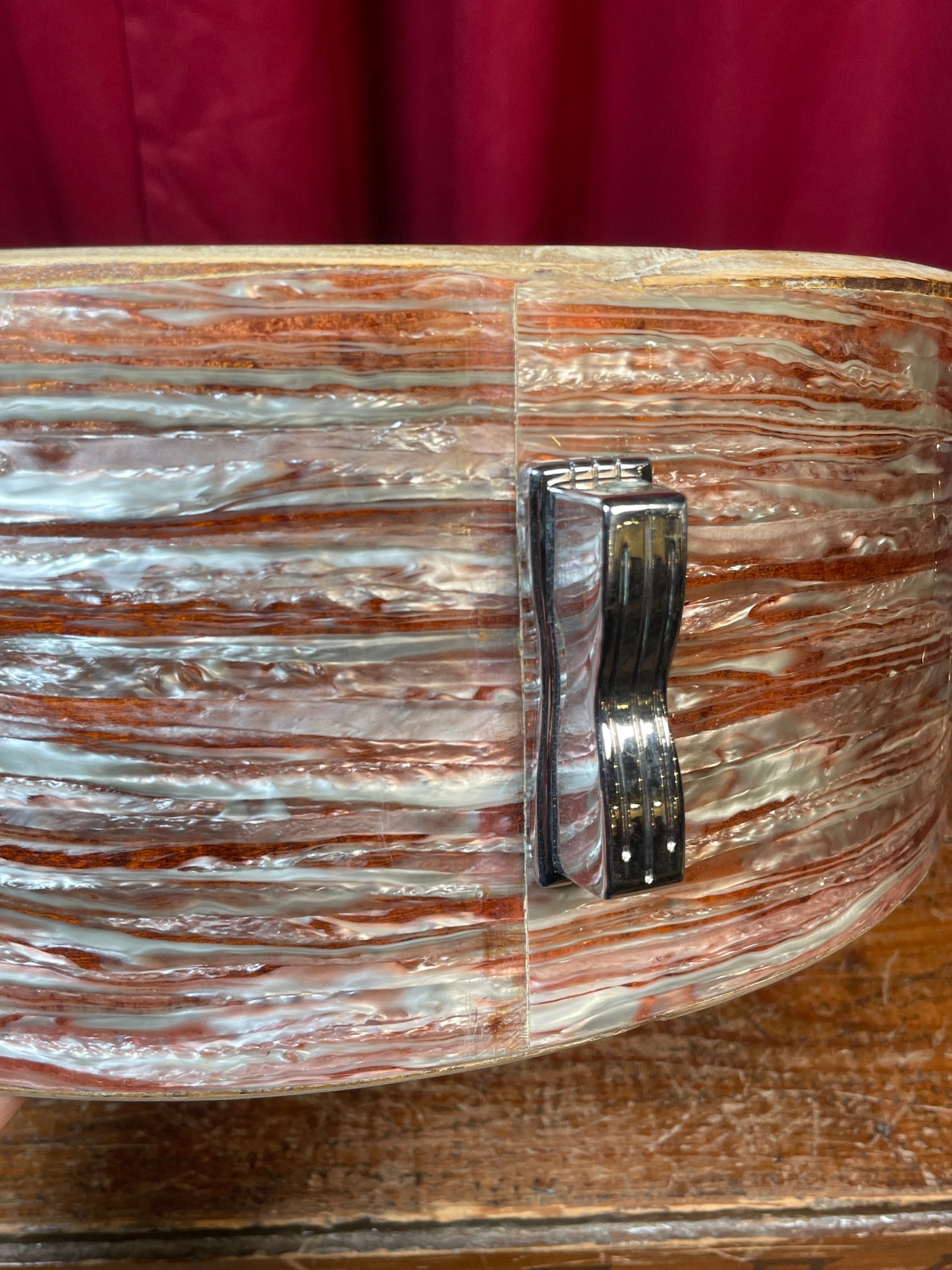 1960 Ludwig No. 908P Jazz Festival 5x14 Snare Drum Oyster Pink Pearl Trans Badge COB