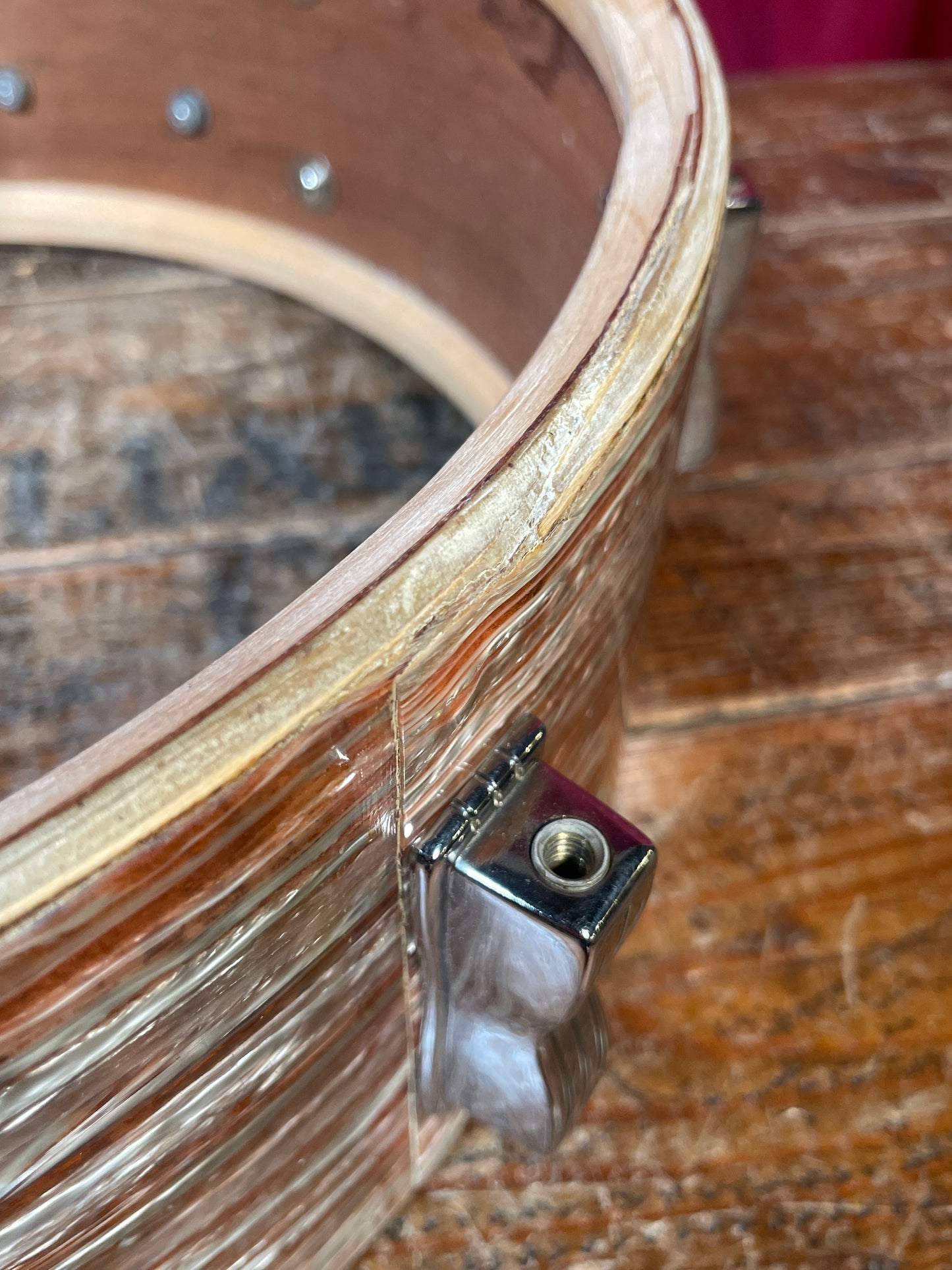 1960 Ludwig No. 908P Jazz Festival 5x14 Snare Drum Oyster Pink Pearl Trans Badge COB