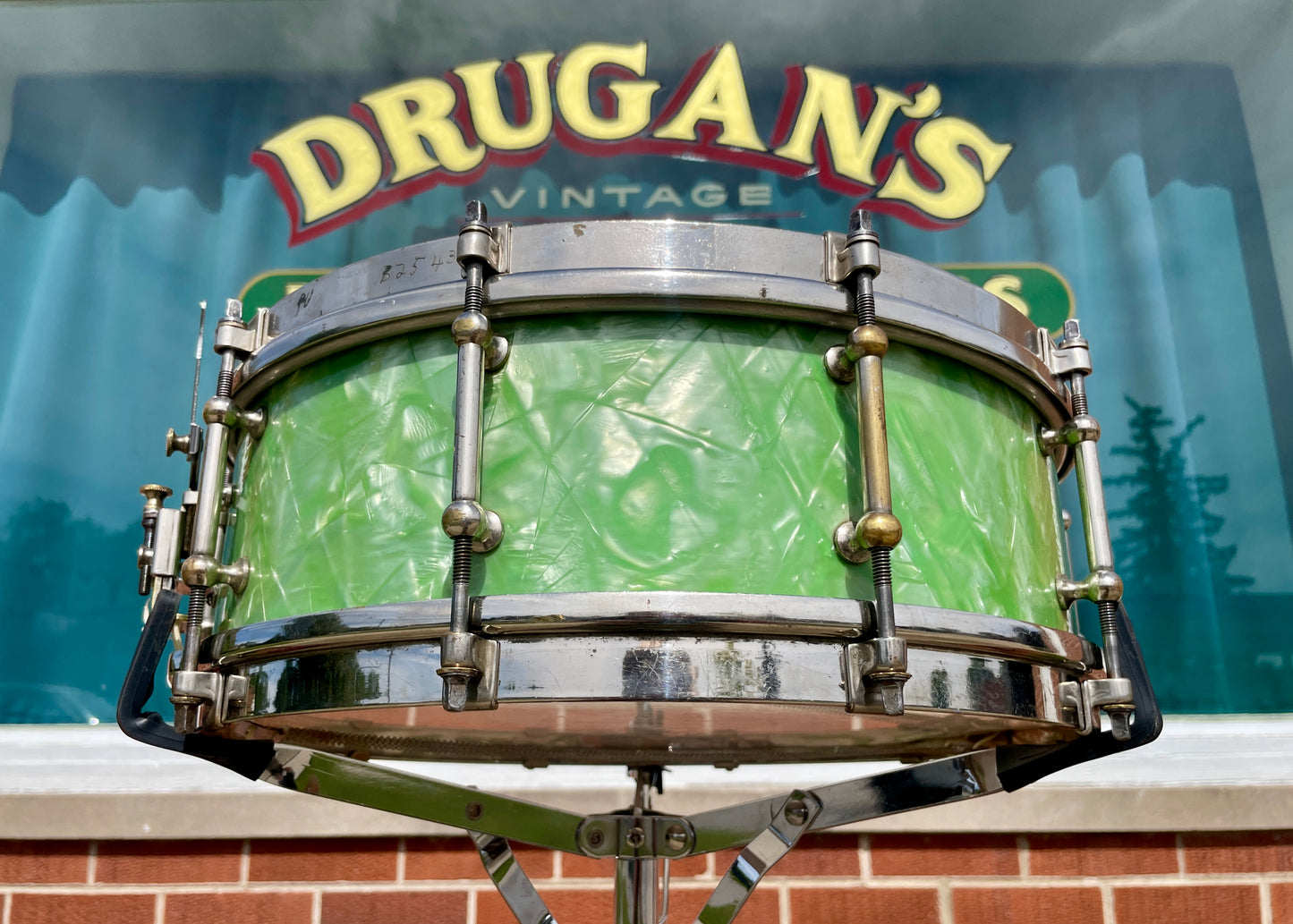 1926 Liberty 5x14 Solid Walnut Shell Snare Drum Sea Green Pearl