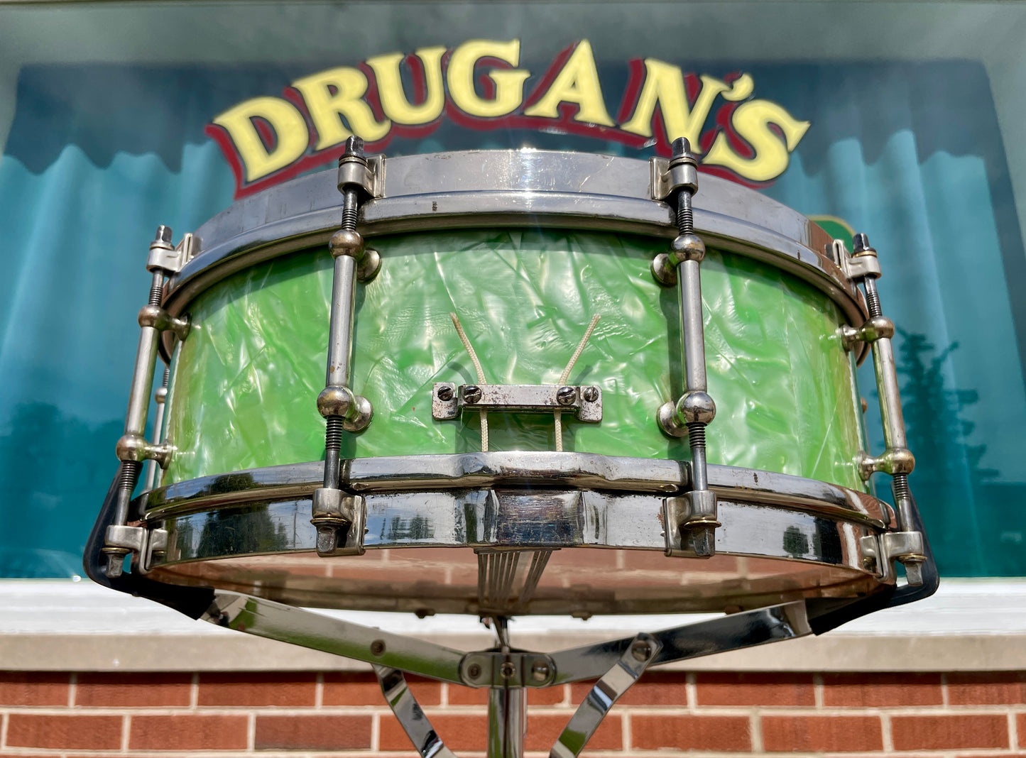 1926 Liberty 5x14 Solid Walnut Shell Snare Drum Sea Green Pearl