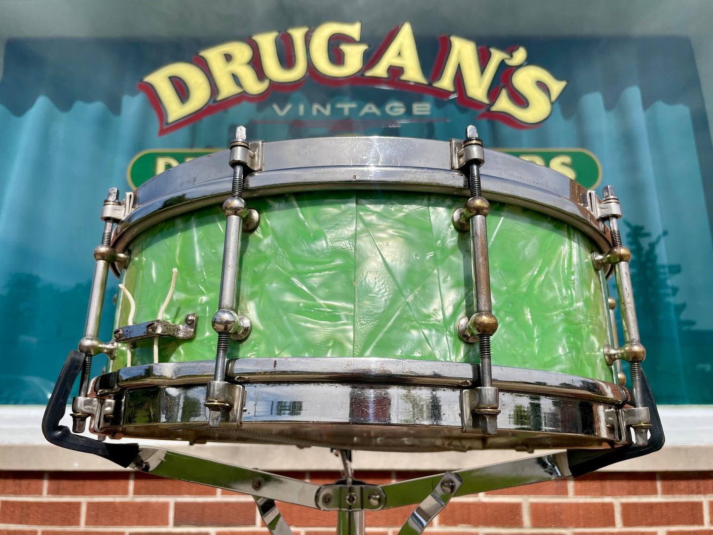 1926 Liberty 5x14 Solid Walnut Shell Snare Drum Sea Green Pearl