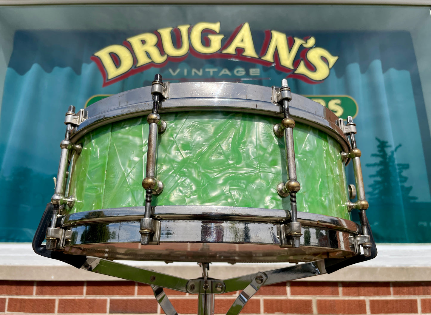 1926 Liberty 5x14 Solid Walnut Shell Snare Drum Sea Green Pearl