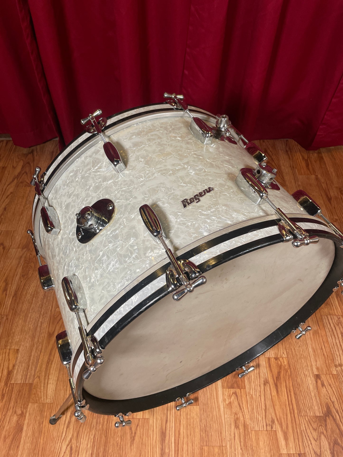 1960s Rogers Holiday 14x22 Bass Drum Single White Marine Pearl Cleveland