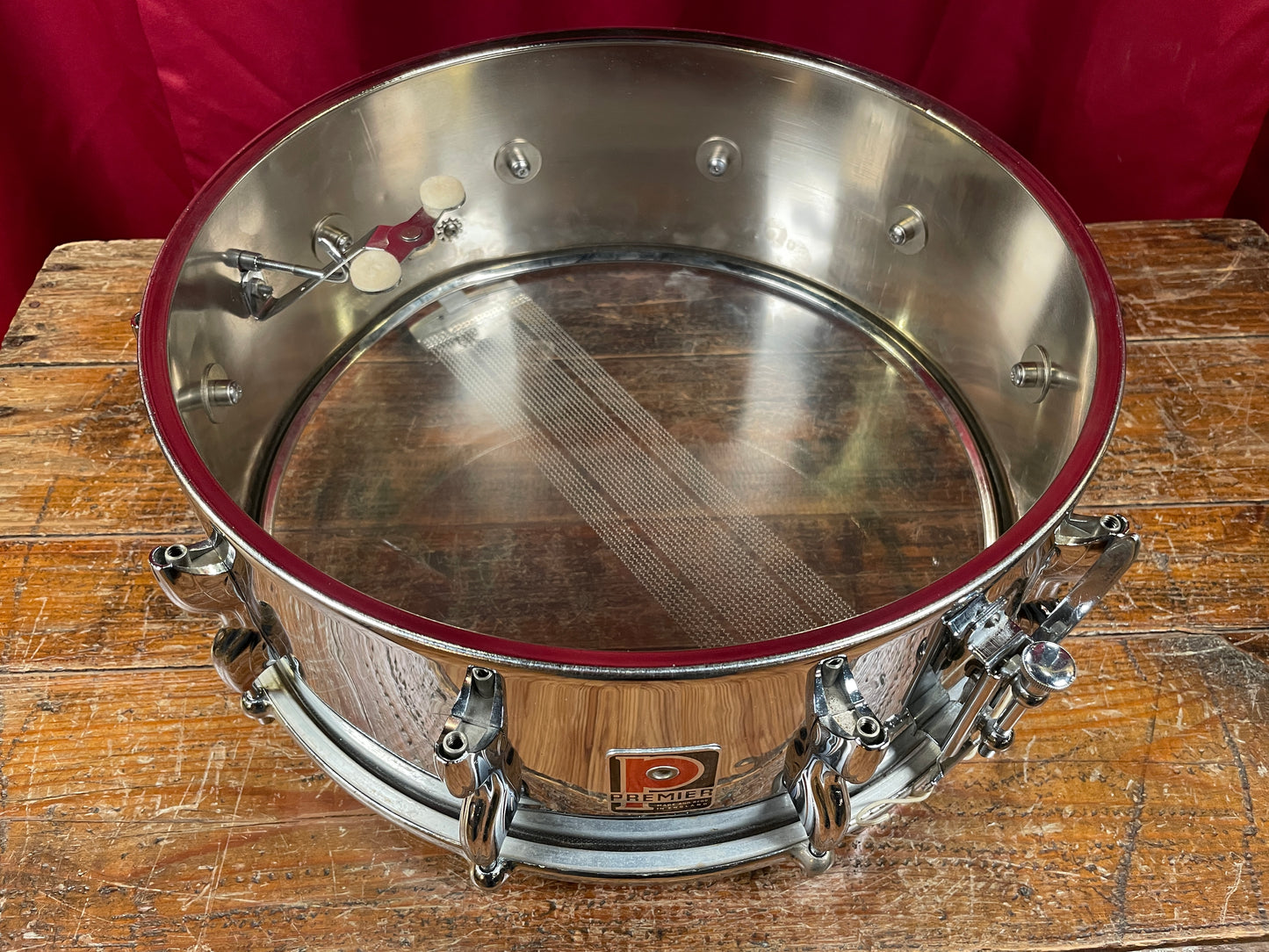 1960s Premier 5.5x14 Hi-Fi Chrome Over Brass No. 37 Snare Drum COB