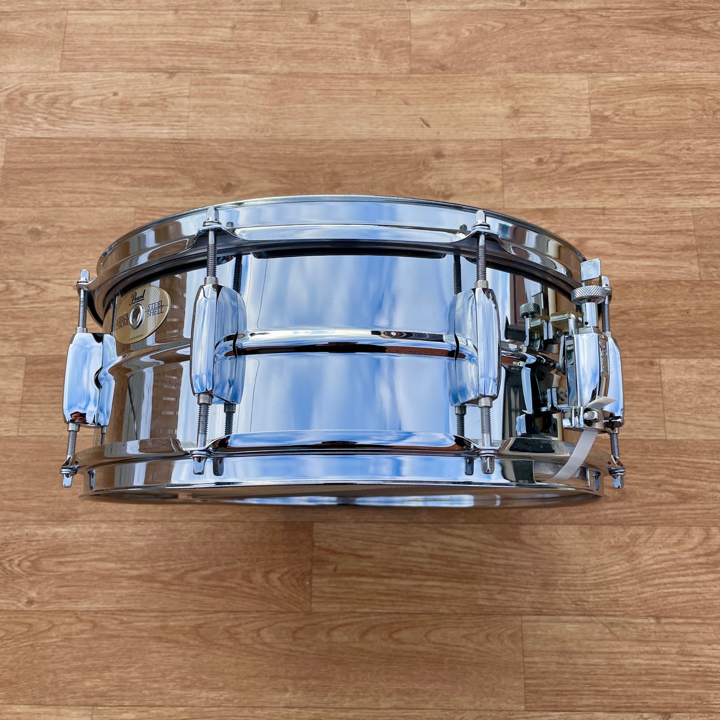 1990s Pearl Steel 5x14 Snare Drum 8-Lug Chrome Over Steel