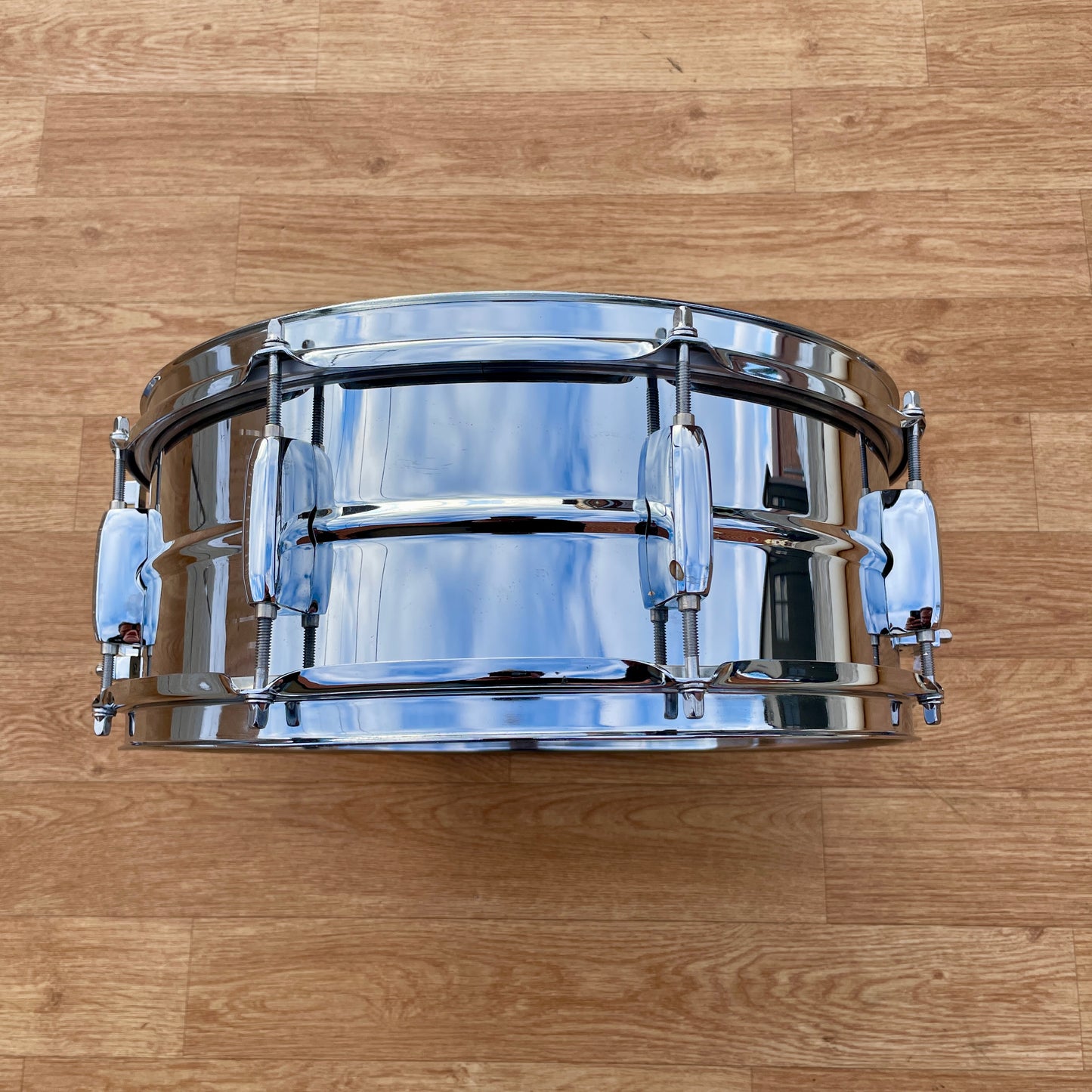 1990s Pearl Steel 5x14 Snare Drum 8-Lug Chrome Over Steel