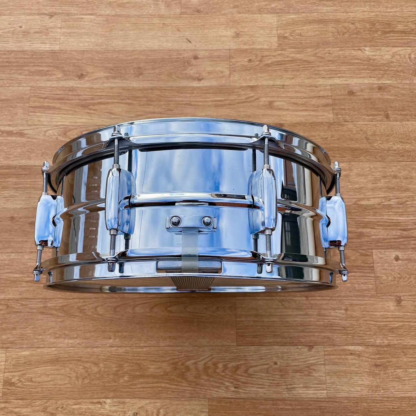 1990s Pearl Steel 5x14 Snare Drum 8-Lug Chrome Over Steel
