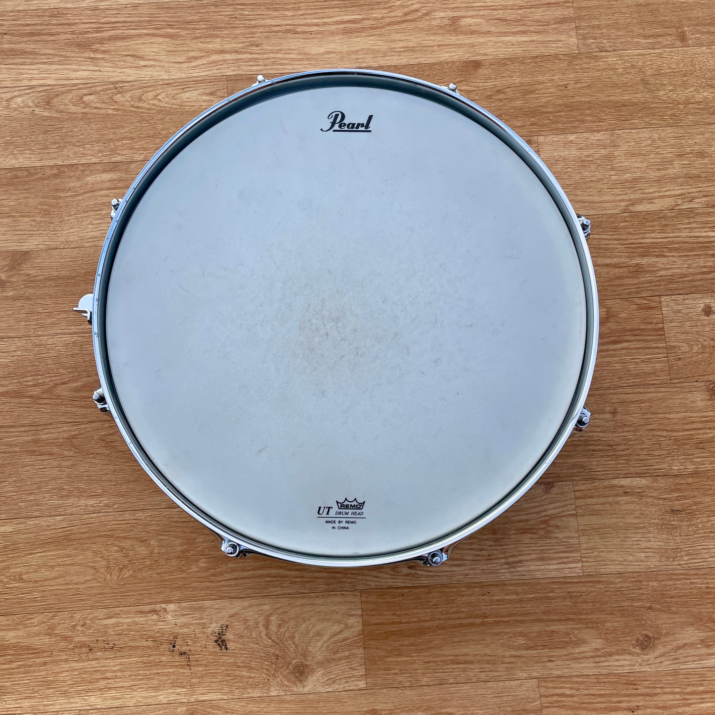 1990s Pearl Steel 5x14 Snare Drum 8-Lug Chrome Over Steel