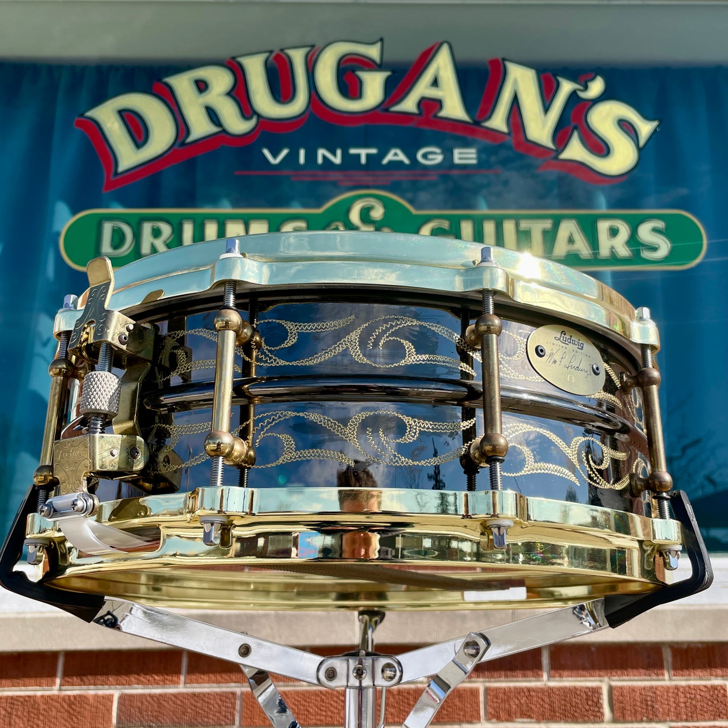 2005 Ludwig 5x14 John Aldridge Engraved Black Beauty Snare Drum #73 of 150