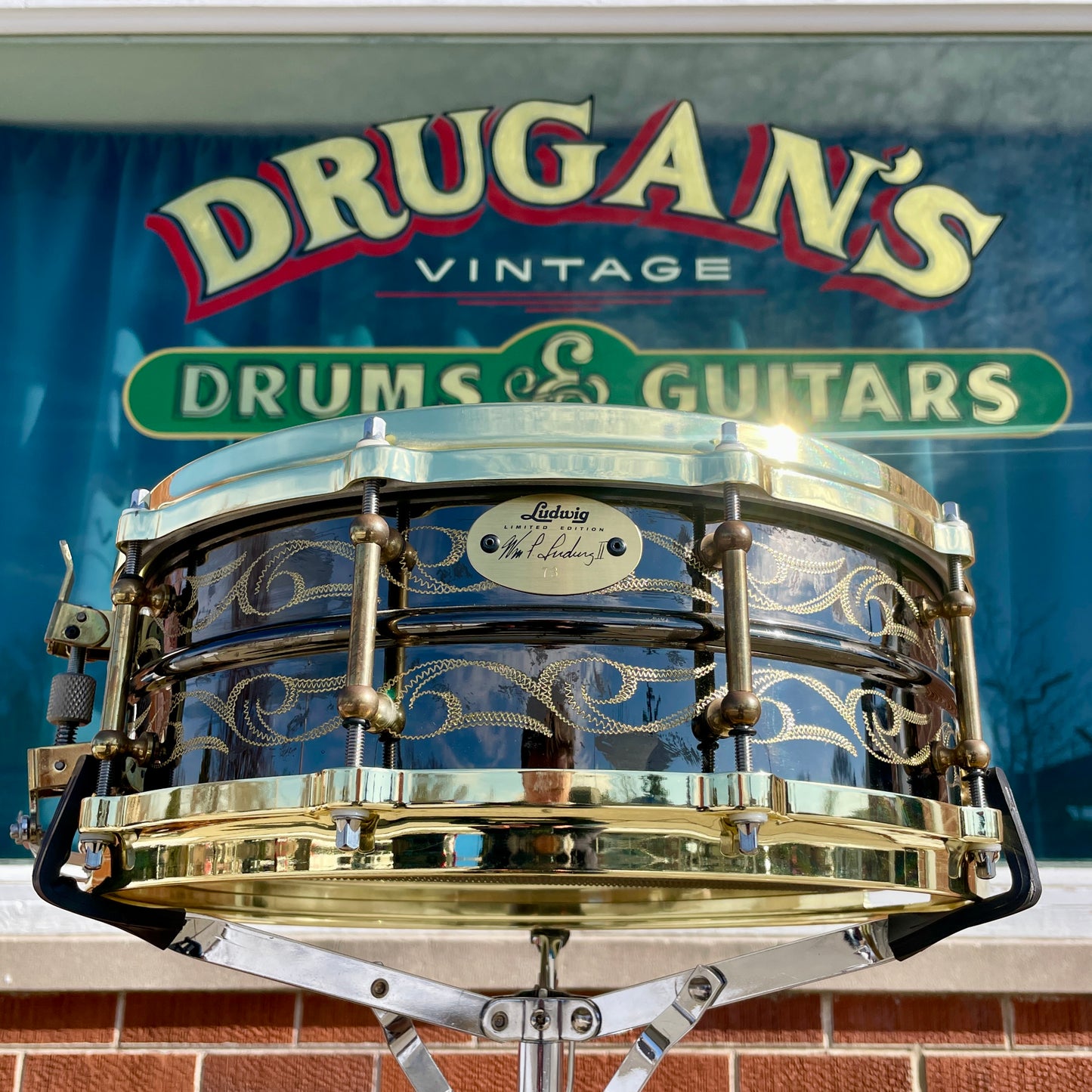 2005 Ludwig 5x14 John Aldridge Engraved Black Beauty Snare Drum #73 of 150