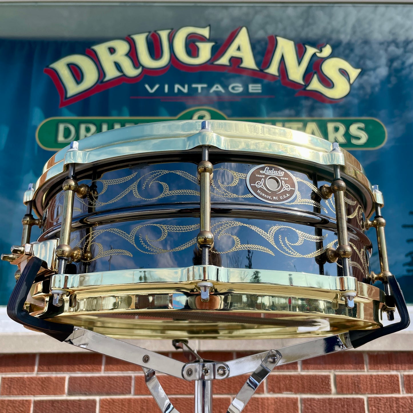 2005 Ludwig 5x14 John Aldridge Engraved Black Beauty Snare Drum #73 of 150