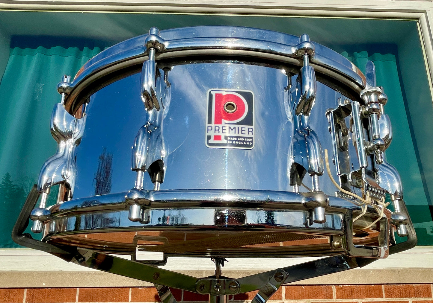 1960s Premier 5.5x14 Hi-Fi Chrome Over Brass No. 37 Snare Drum COB