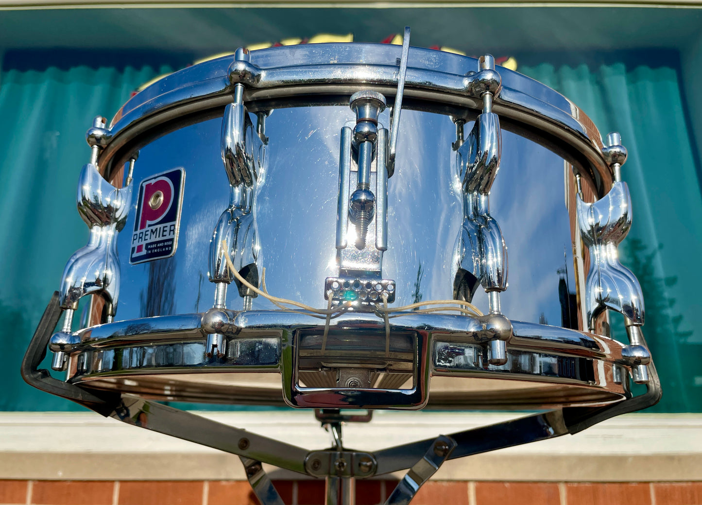 1960s Premier 5.5x14 Hi-Fi Chrome Over Brass No. 37 Snare Drum COB
