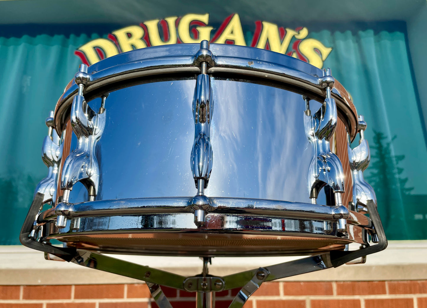 1960s Premier 5.5x14 Hi-Fi Chrome Over Brass No. 37 Snare Drum COB