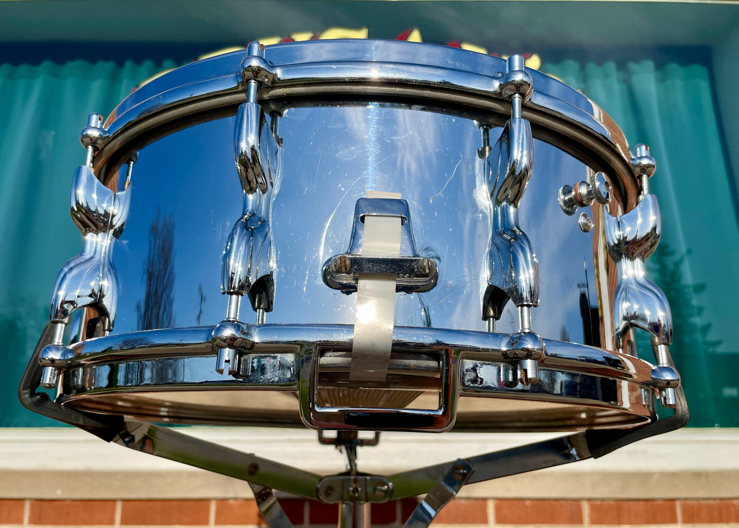 1960s Premier 5.5x14 Hi-Fi Chrome Over Brass No. 37 Snare Drum COB