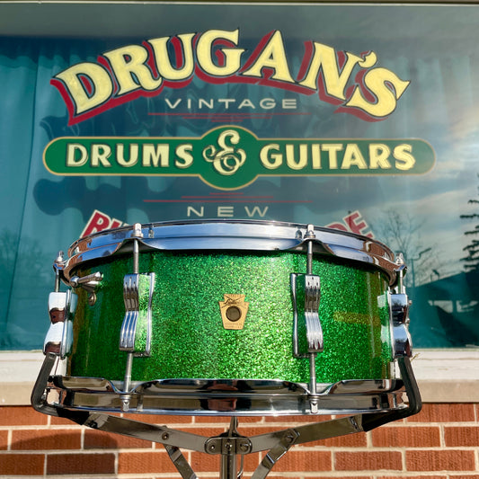 1960s Ludwig 5x14 No. 908P Jazz Festival Snare Drum Green Sparkle