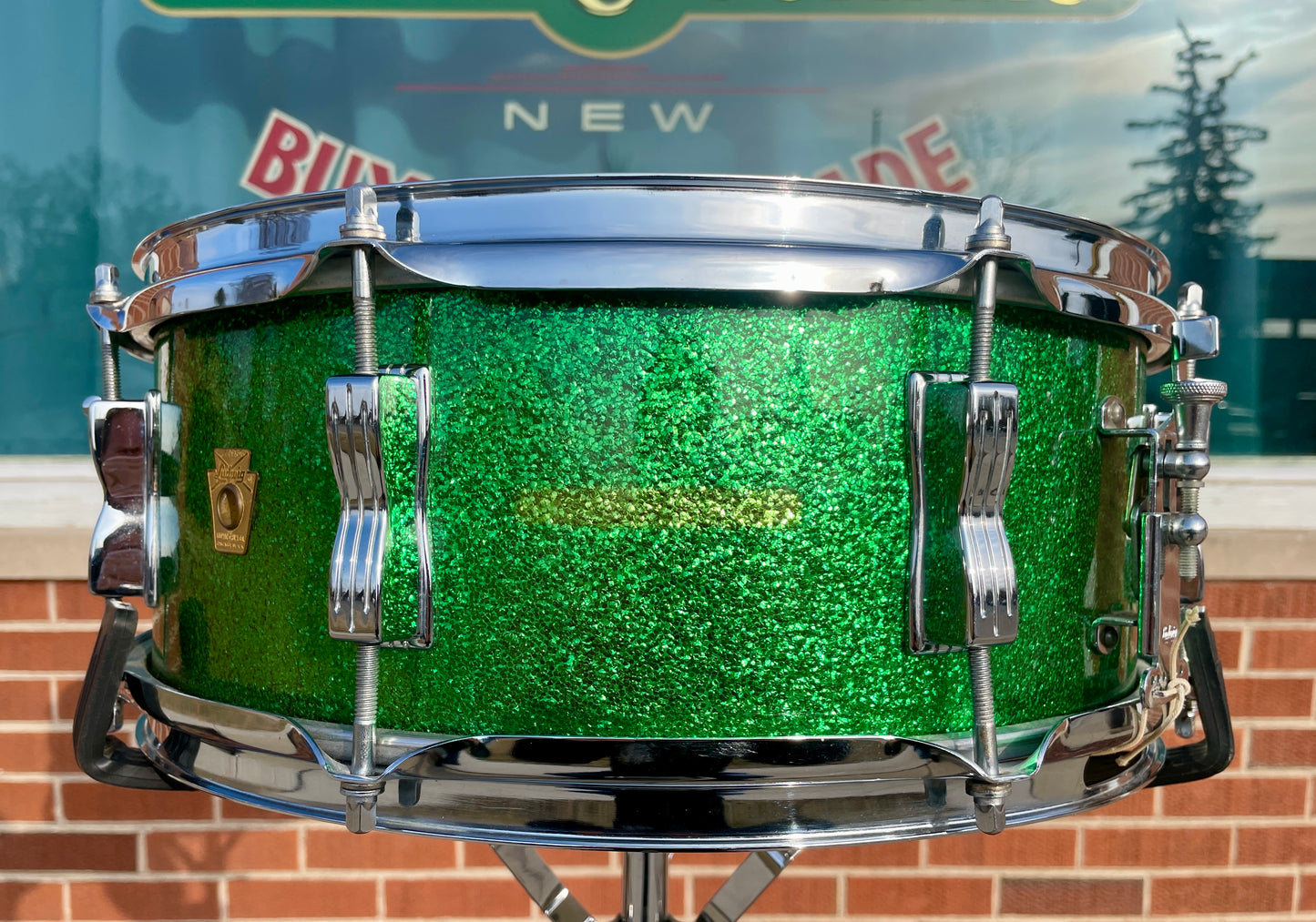 1960s Ludwig 5x14 No. 908P Jazz Festival Snare Drum Green Sparkle