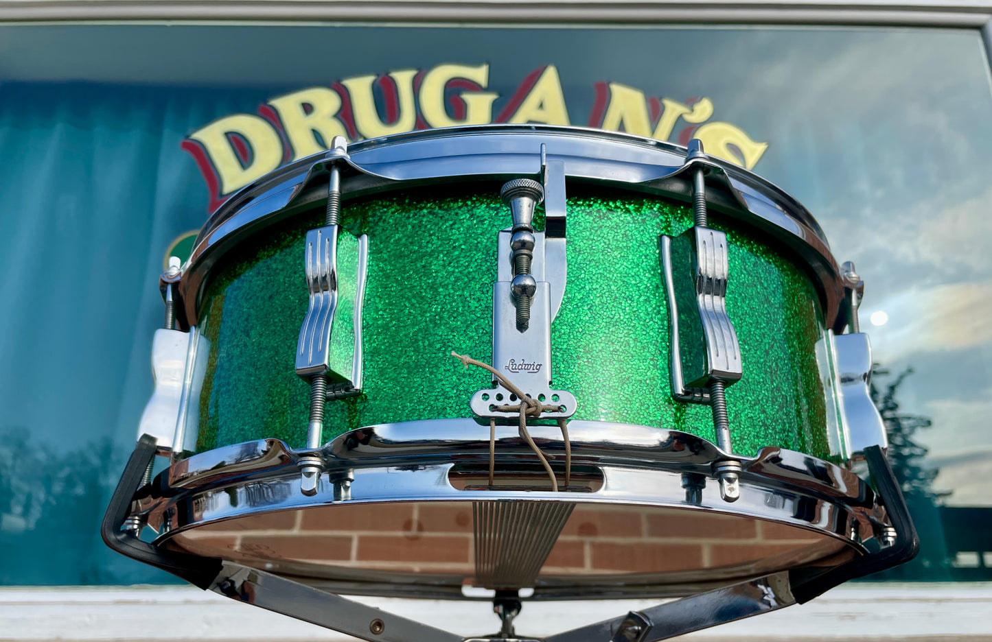 1960s Ludwig 5x14 No. 908P Jazz Festival Snare Drum Green Sparkle