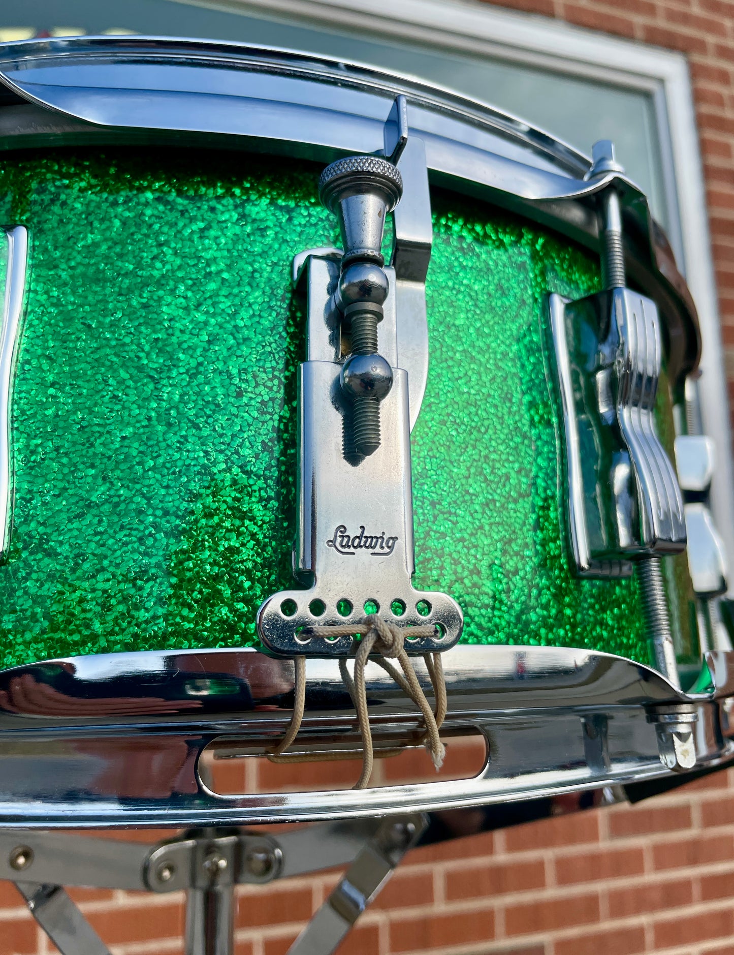 1960s Ludwig 5x14 No. 908P Jazz Festival Snare Drum Green Sparkle