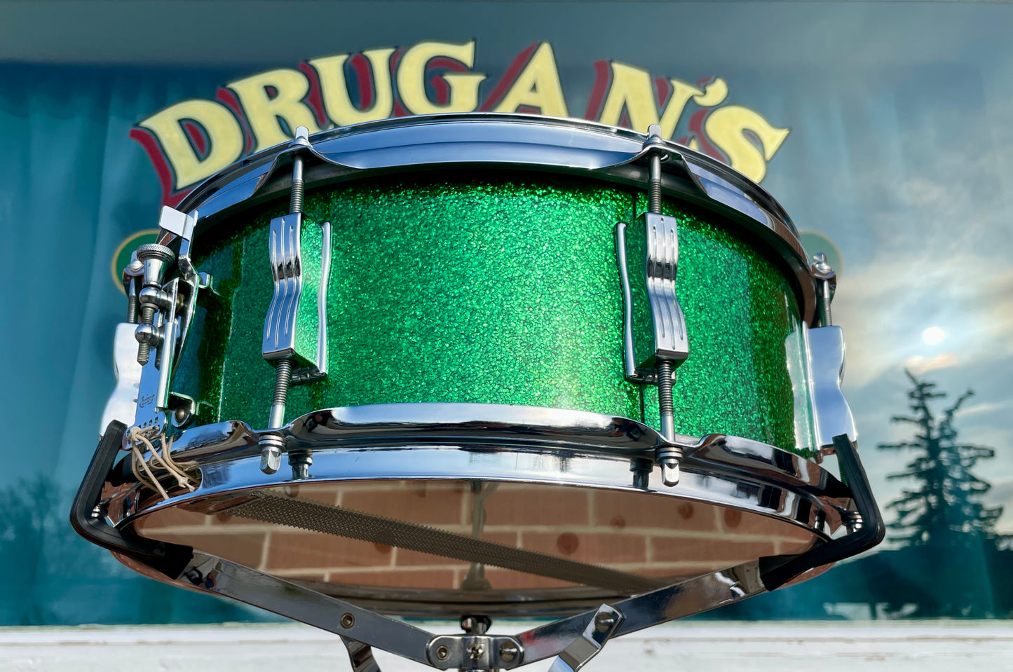 1960s Ludwig 5x14 No. 908P Jazz Festival Snare Drum Green Sparkle