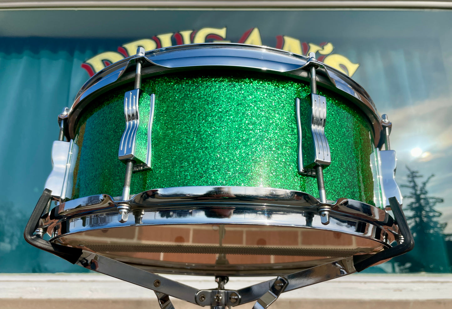 1960s Ludwig 5x14 No. 908P Jazz Festival Snare Drum Green Sparkle