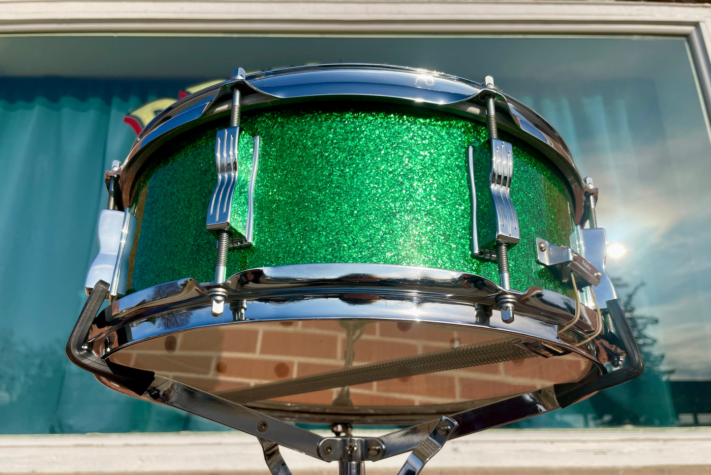 1960s Ludwig 5x14 No. 908P Jazz Festival Snare Drum Green Sparkle