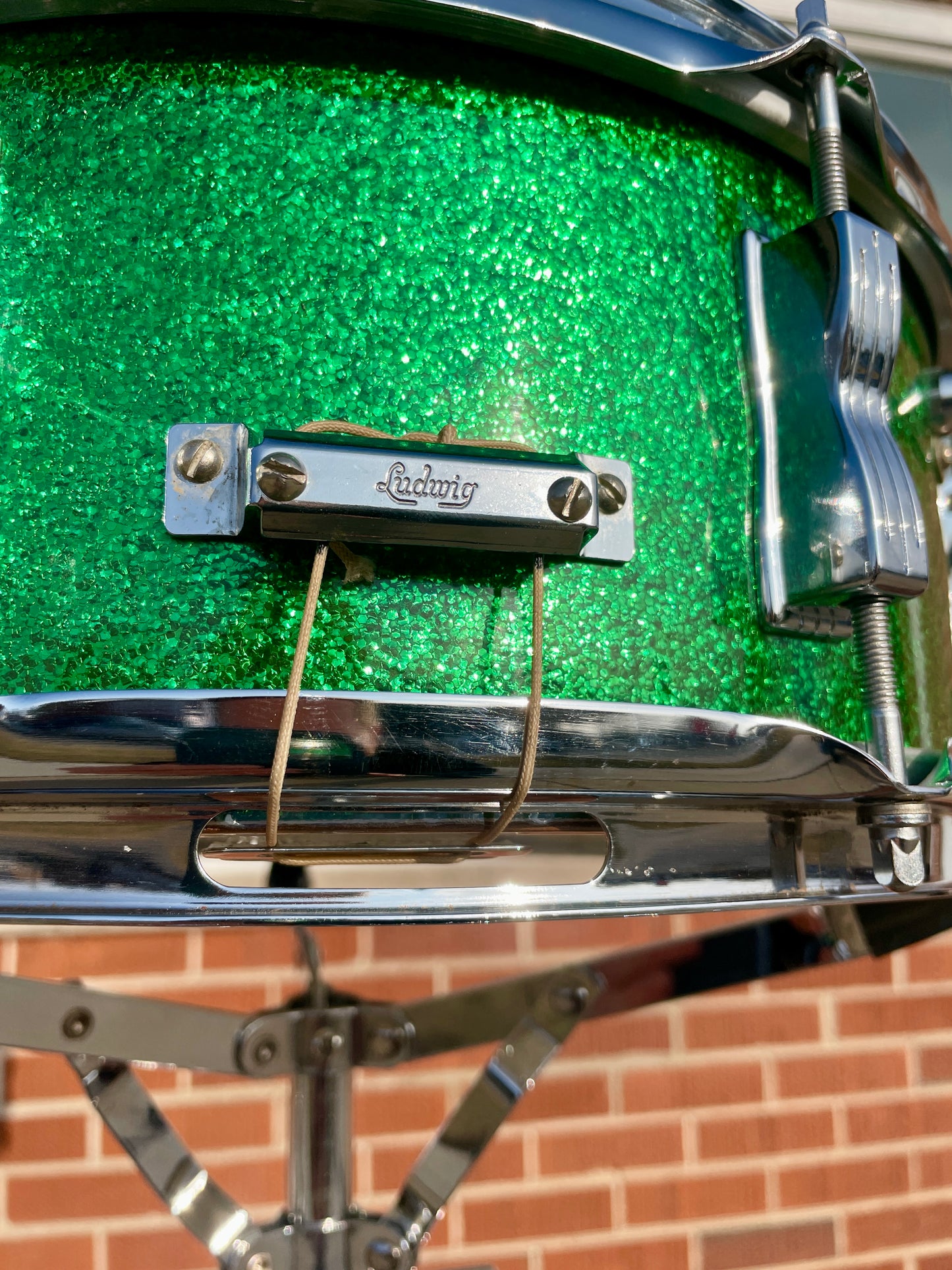 1960s Ludwig 5x14 No. 908P Jazz Festival Snare Drum Green Sparkle