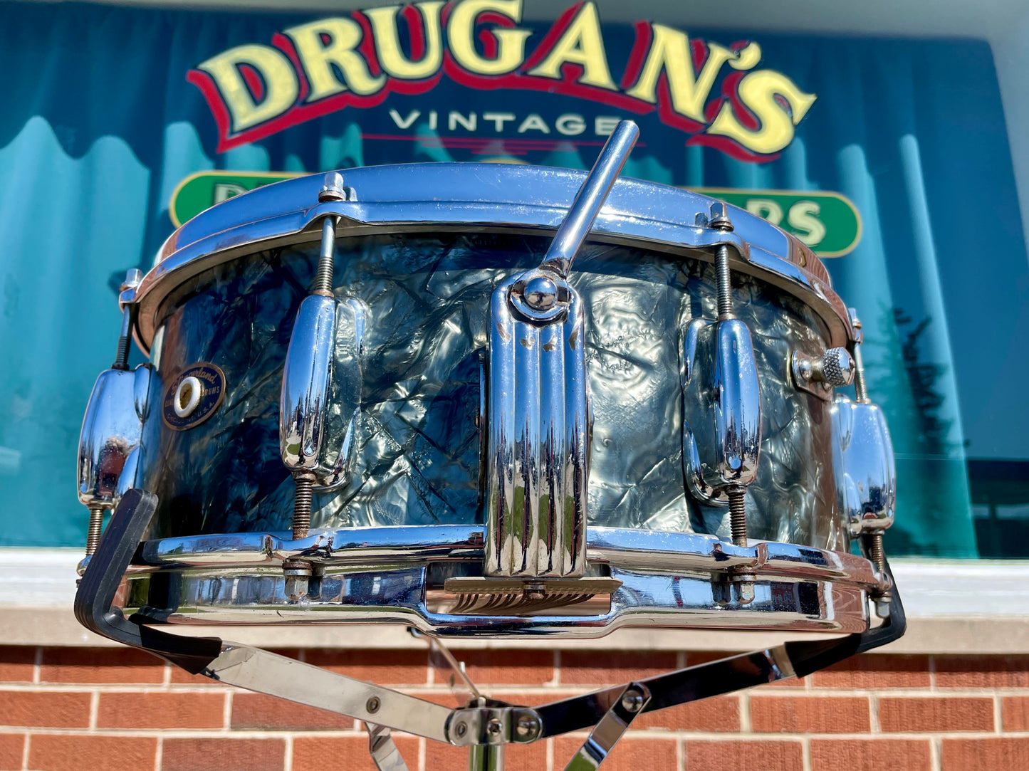 1956-1959 Slingerland 5.5x14 No. 153 Super Gene Krupa Solid Shell Radio King Snare Drum Black Diamond Pearl