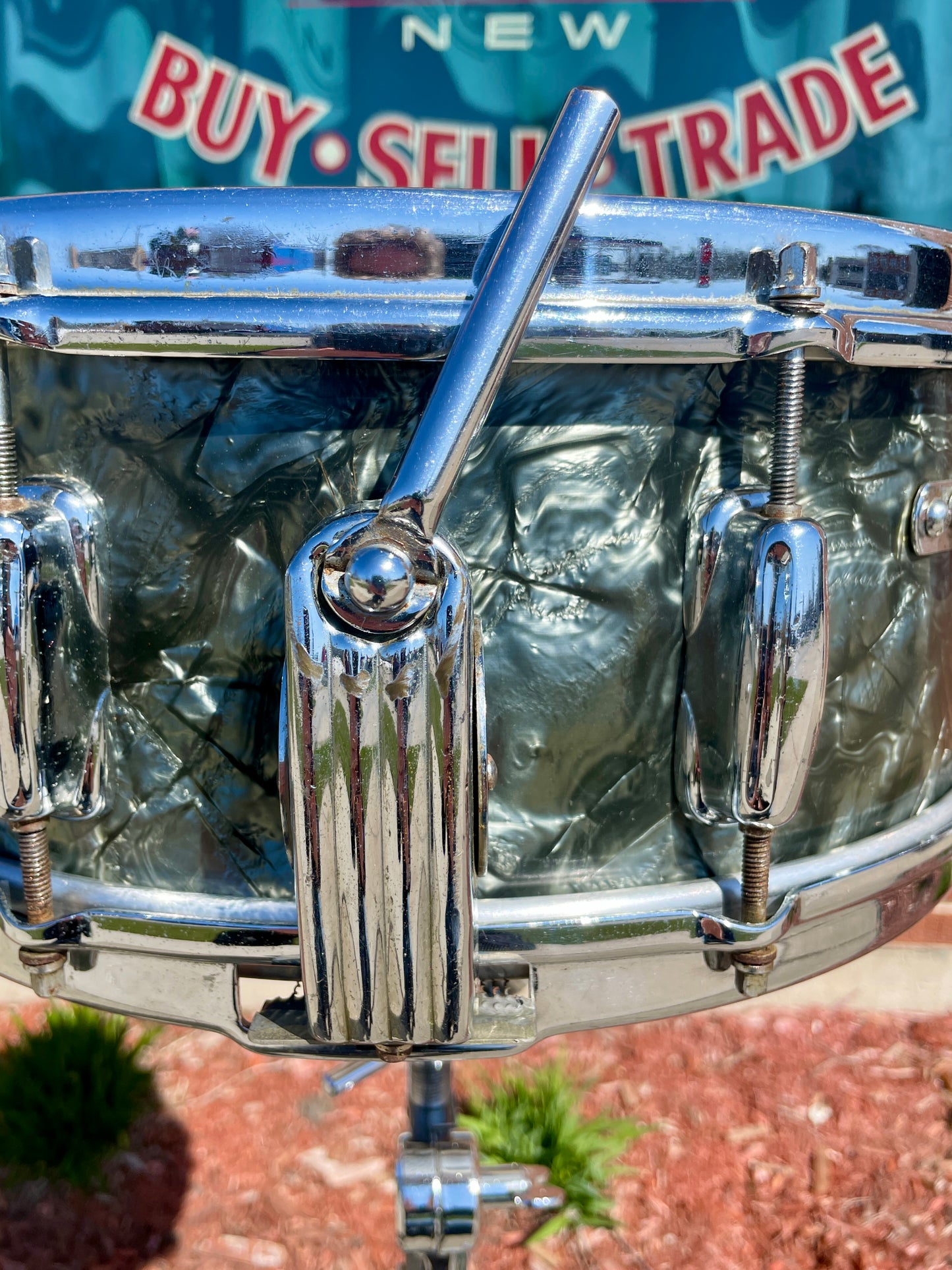 1956-1959 Slingerland 5.5x14 No. 153 Super Gene Krupa Solid Shell Radio King Snare Drum Black Diamond Pearl
