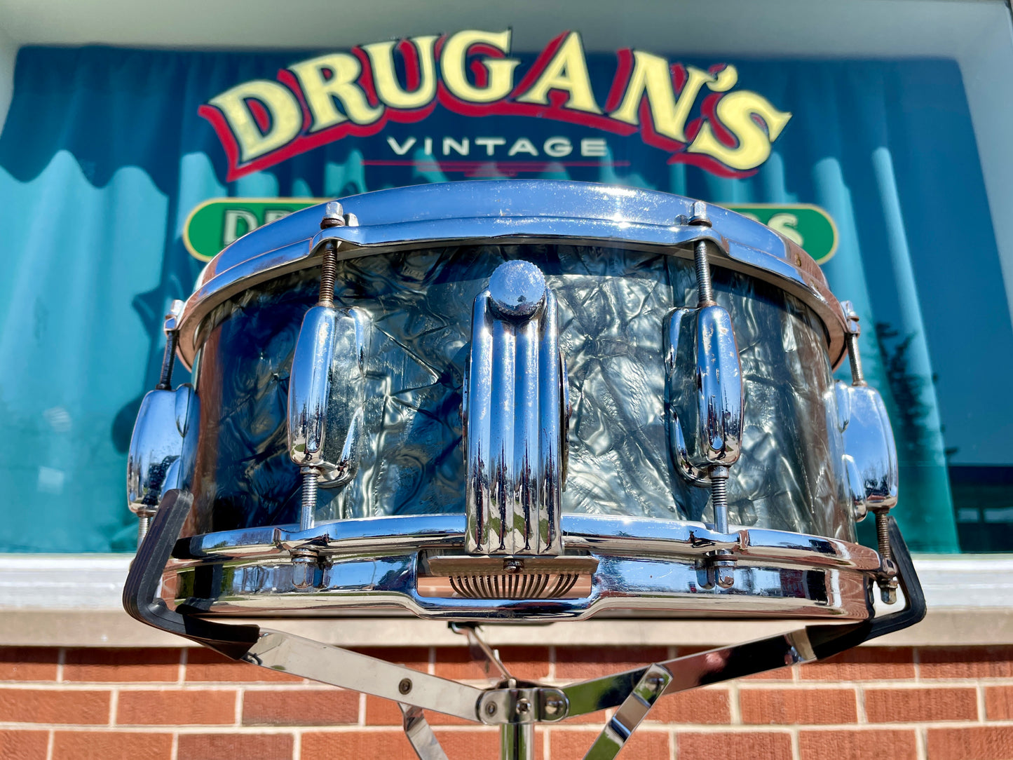 1956-1959 Slingerland 5.5x14 No. 153 Super Gene Krupa Solid Shell Radio King Snare Drum Black Diamond Pearl