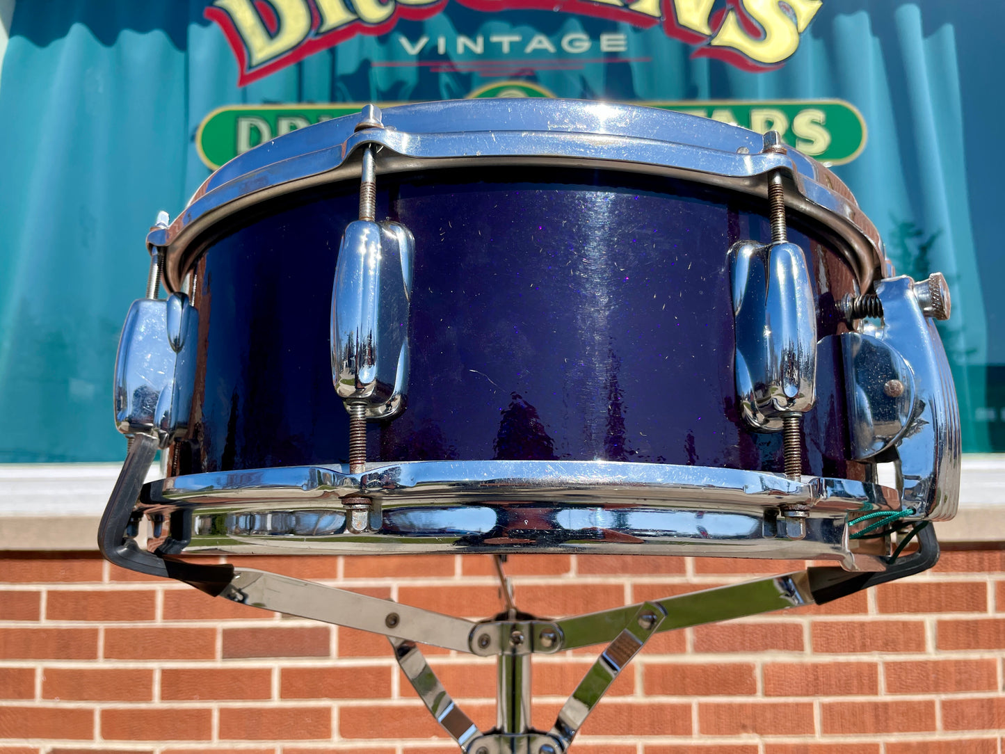1959-1961 Slingerland 5.5x14 Super Gene Krupa Solid Shell Snare Drum Blue Sparkle