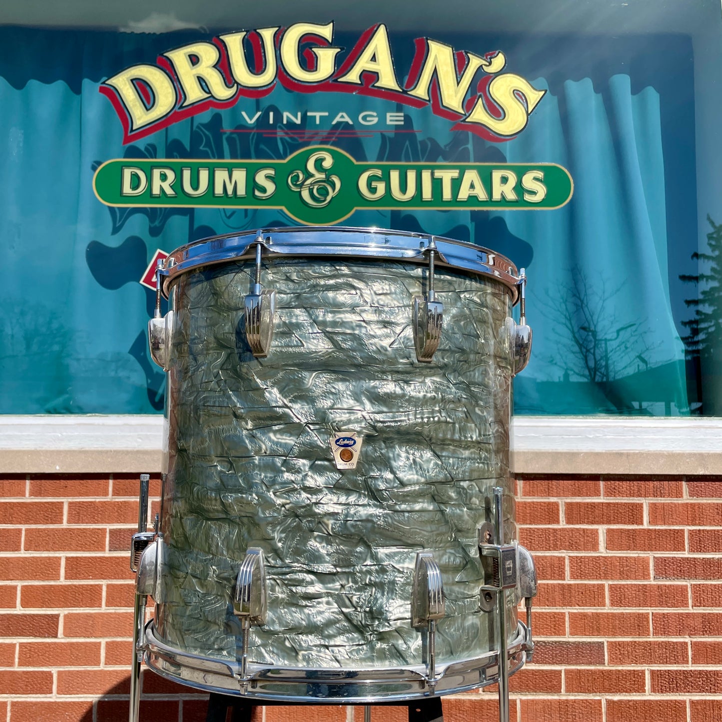 1960 Ludwig Super Classic 16x16 Trans Badge Floor Tom Sky Blue Pearl