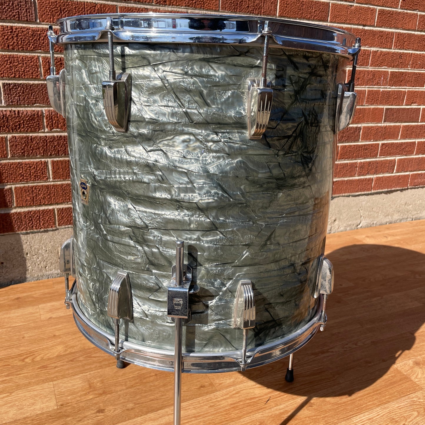 1960 Ludwig Super Classic 16x16 Trans Badge Floor Tom Sky Blue Pearl