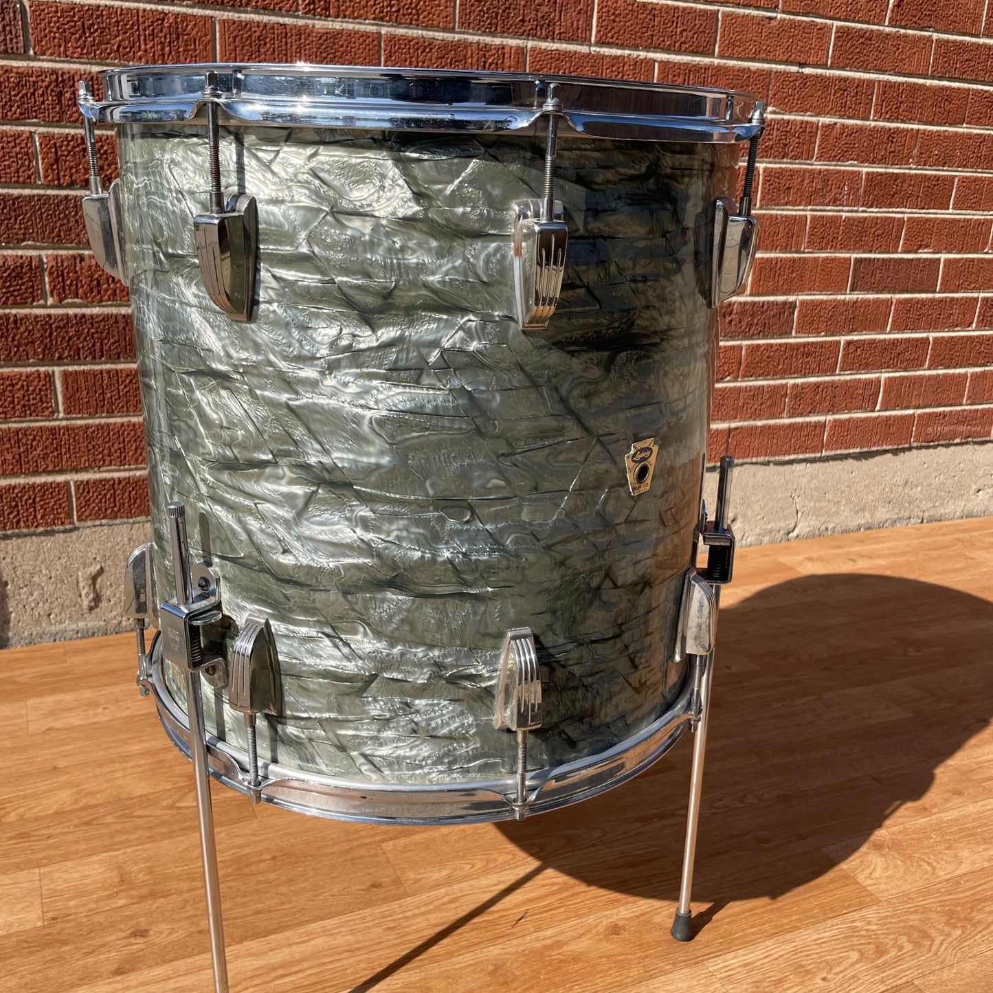 1960 Ludwig Super Classic 16x16 Trans Badge Floor Tom Sky Blue Pearl
