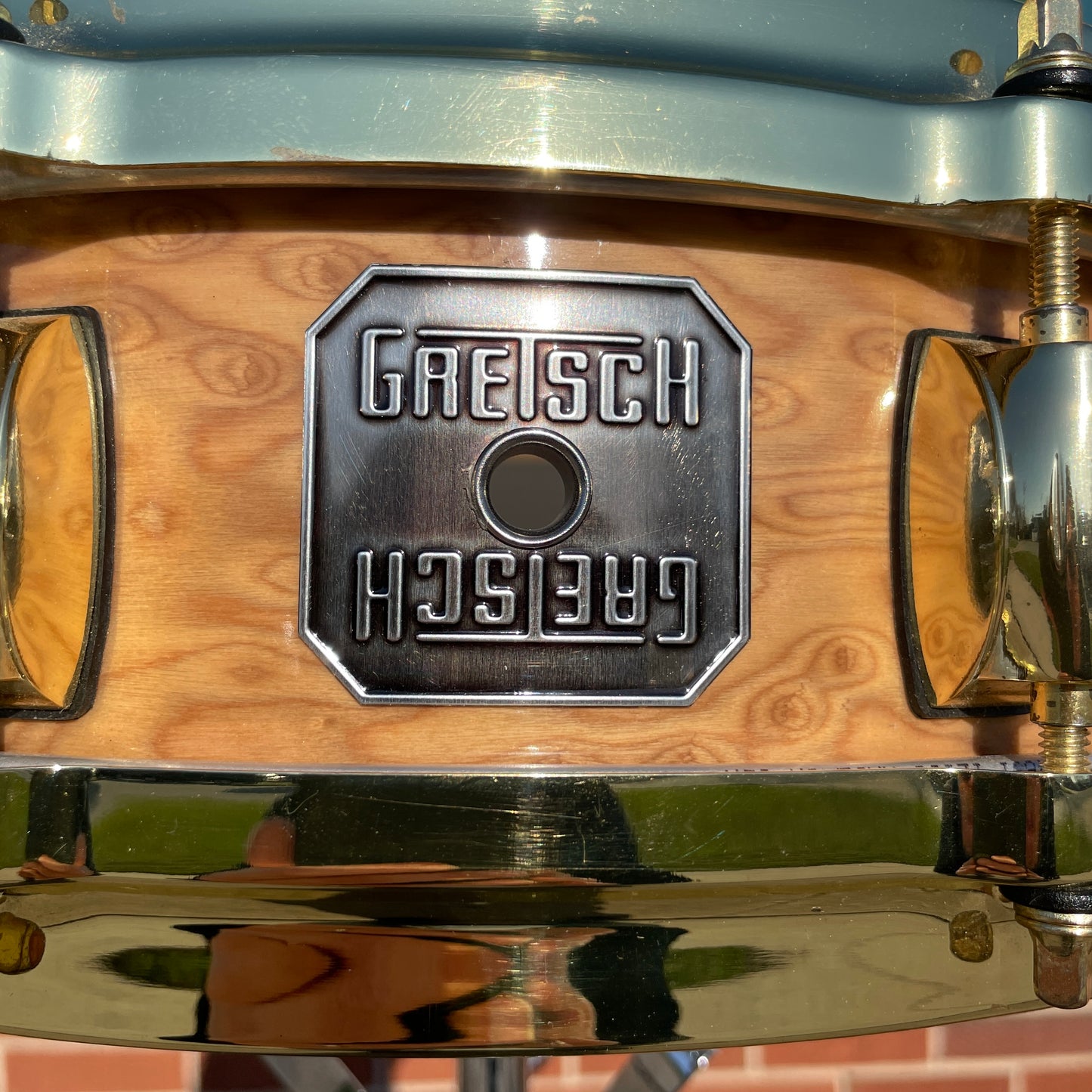 2000s Gretsch Exotic Maple 4x14 10-Ply Snare Drum Red Camphor 10 Lug