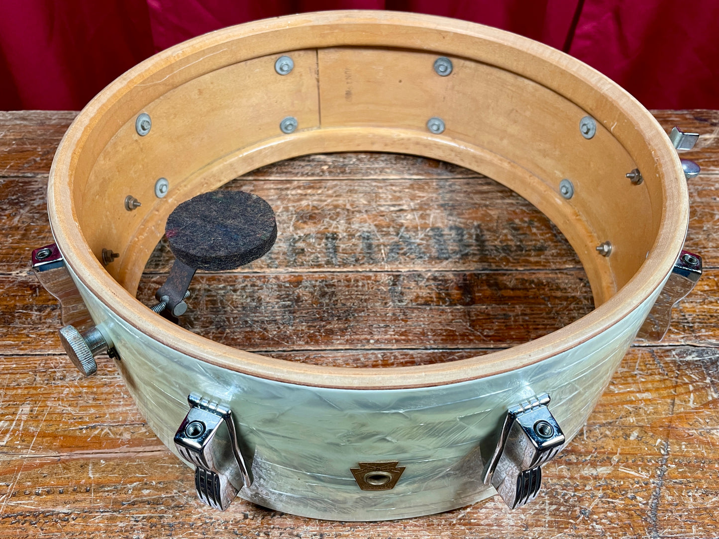 1960s Ludwig 5x14 Jazz Festival Snare Drum White Marine Pearl