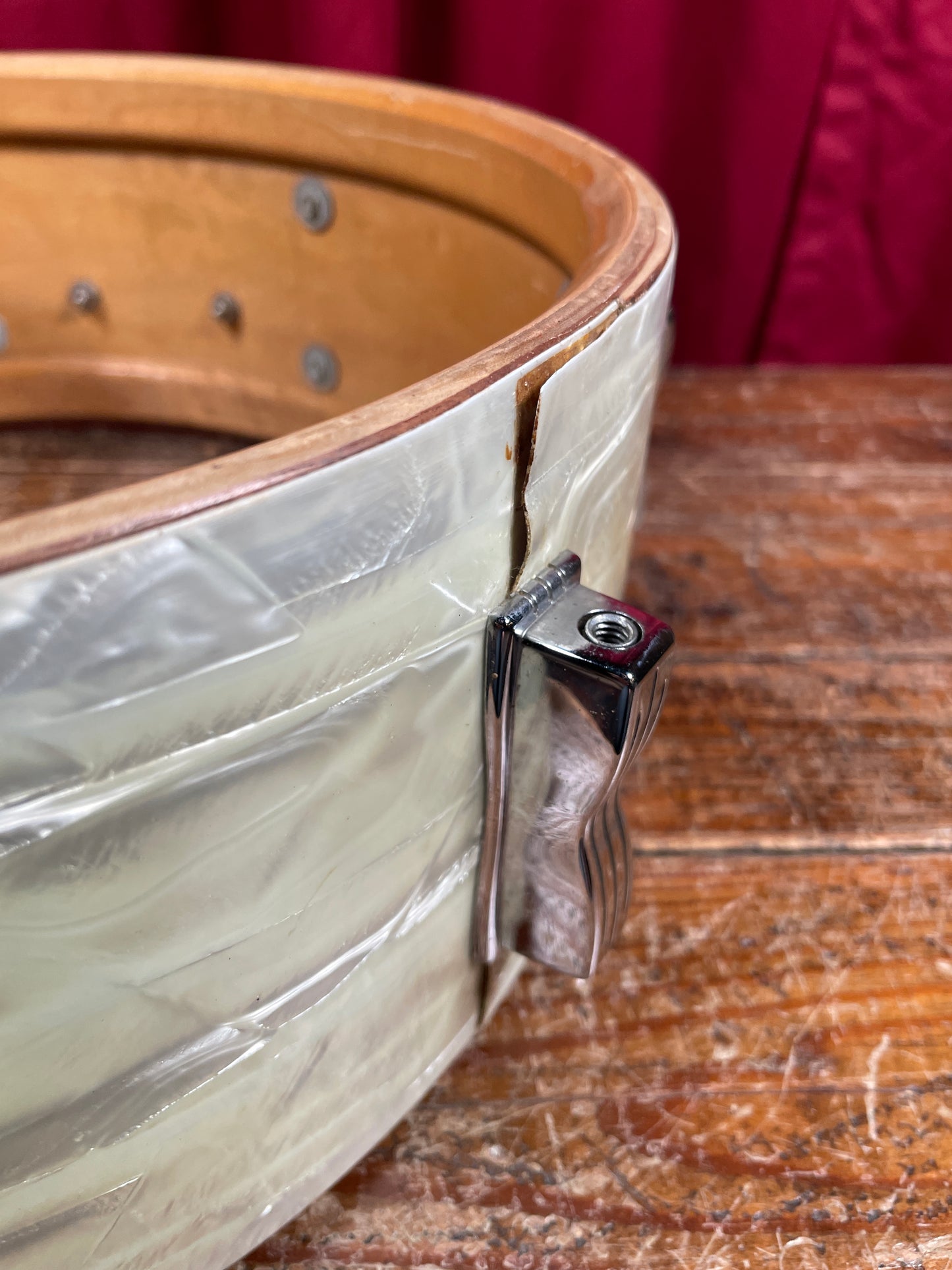 1960s Ludwig 5x14 Jazz Festival Snare Drum White Marine Pearl