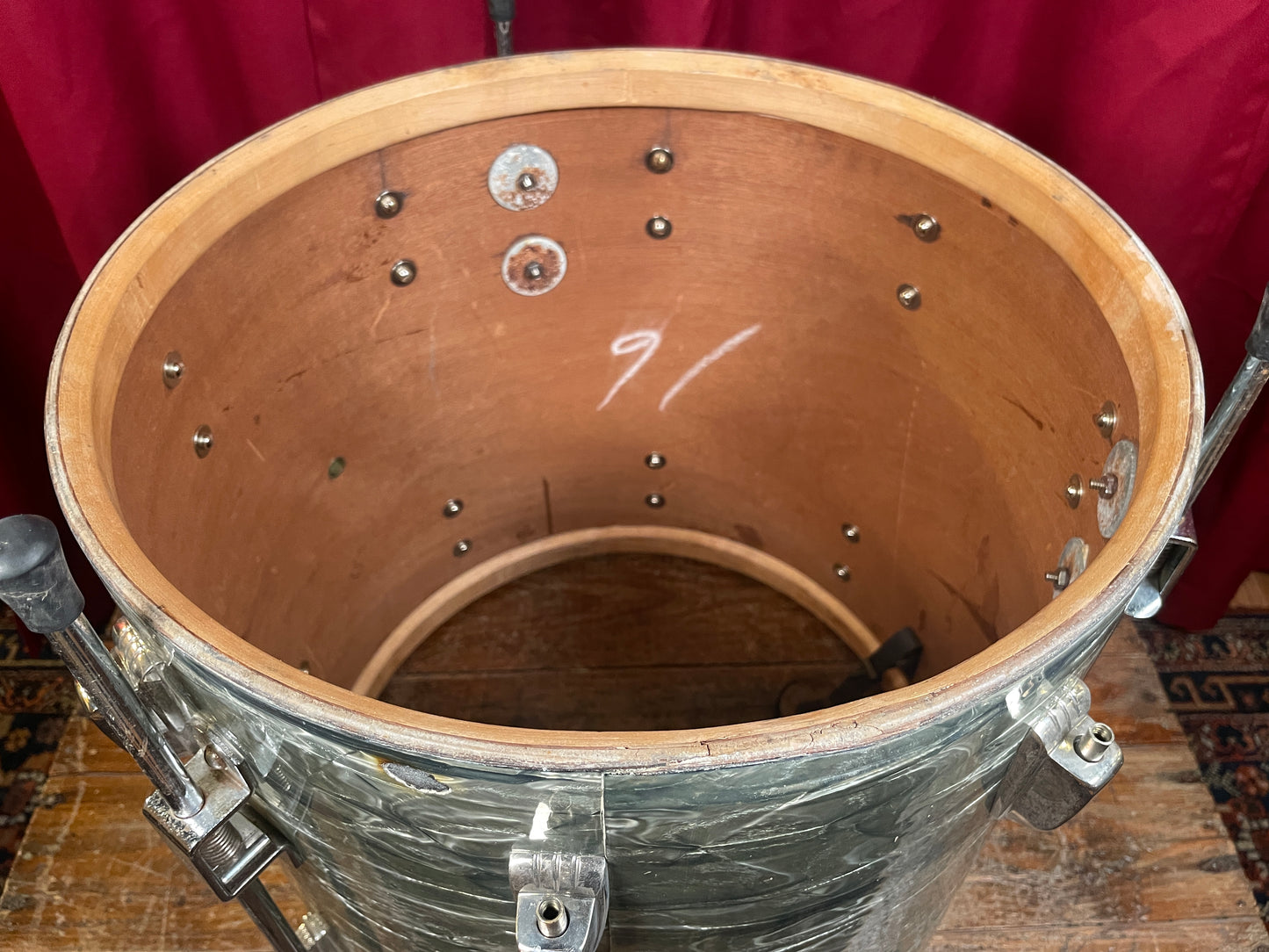1960 Ludwig Super Classic 16x16 Trans Badge Floor Tom Sky Blue Pearl