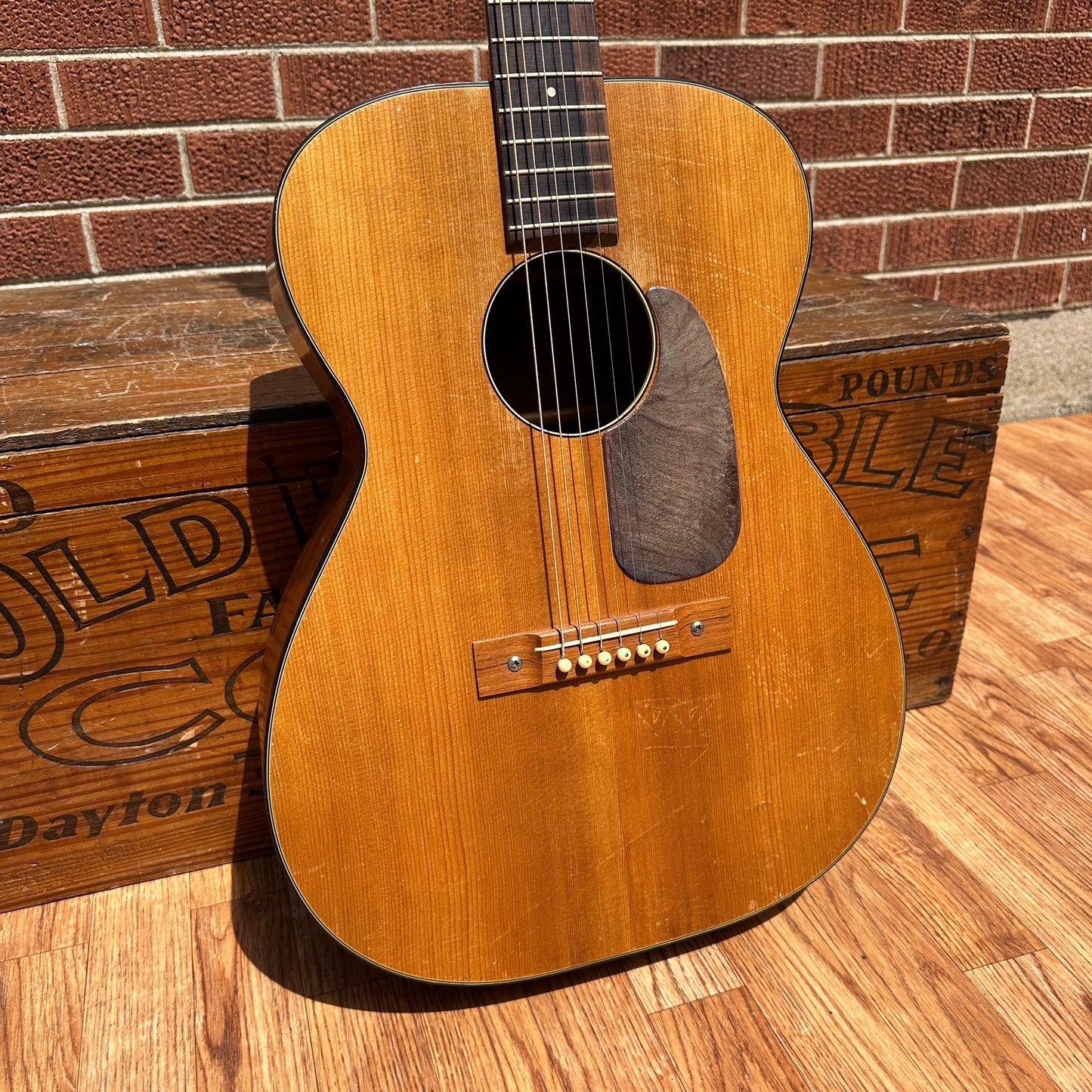 1960s Harmony H162 Tortoise Double Bound Acoustic Guitar Natural