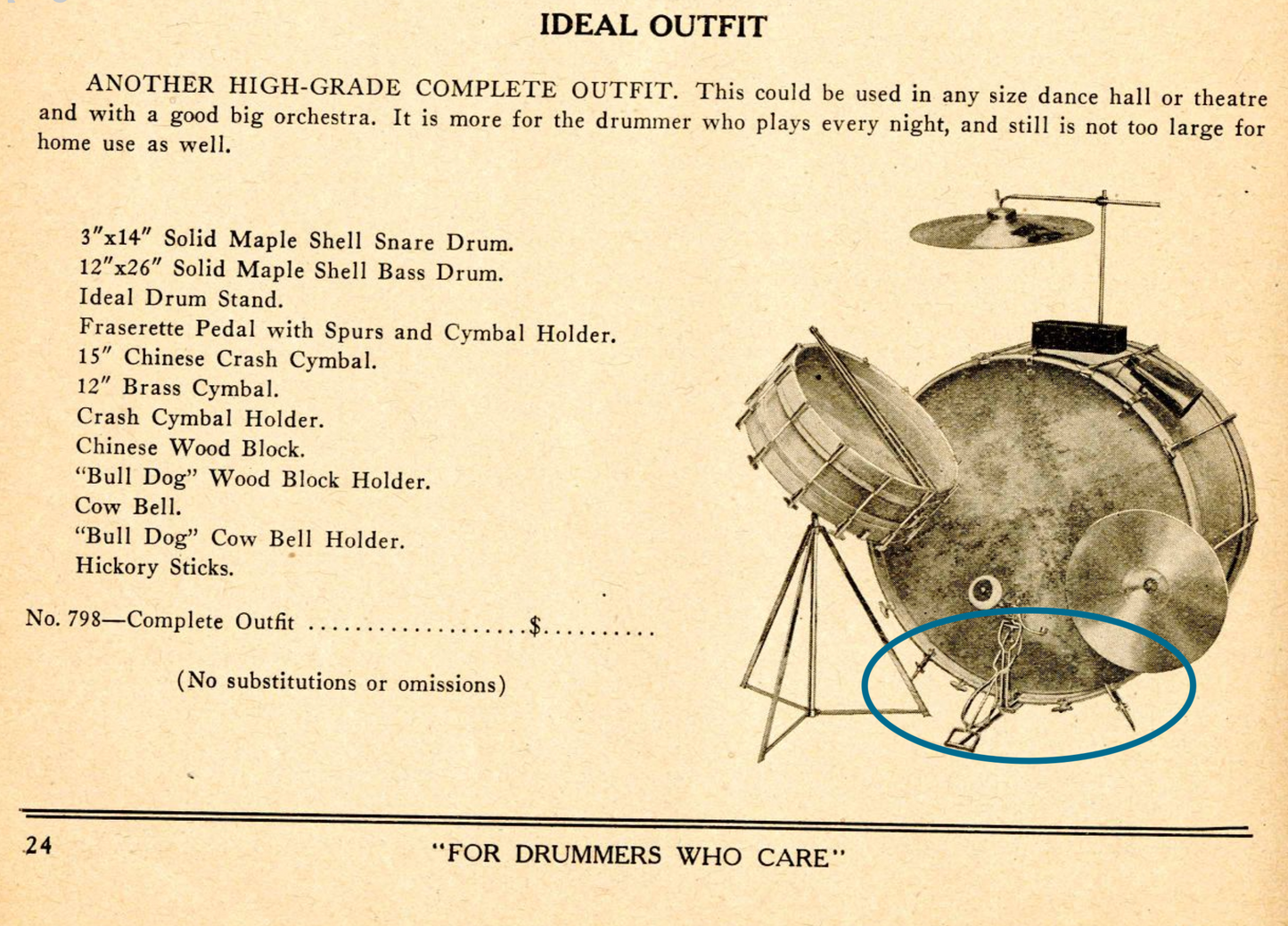 Vintage Leedy No. 15A Ideal Model Clip-On Bass Drum Spurs 1910s / 1920s
