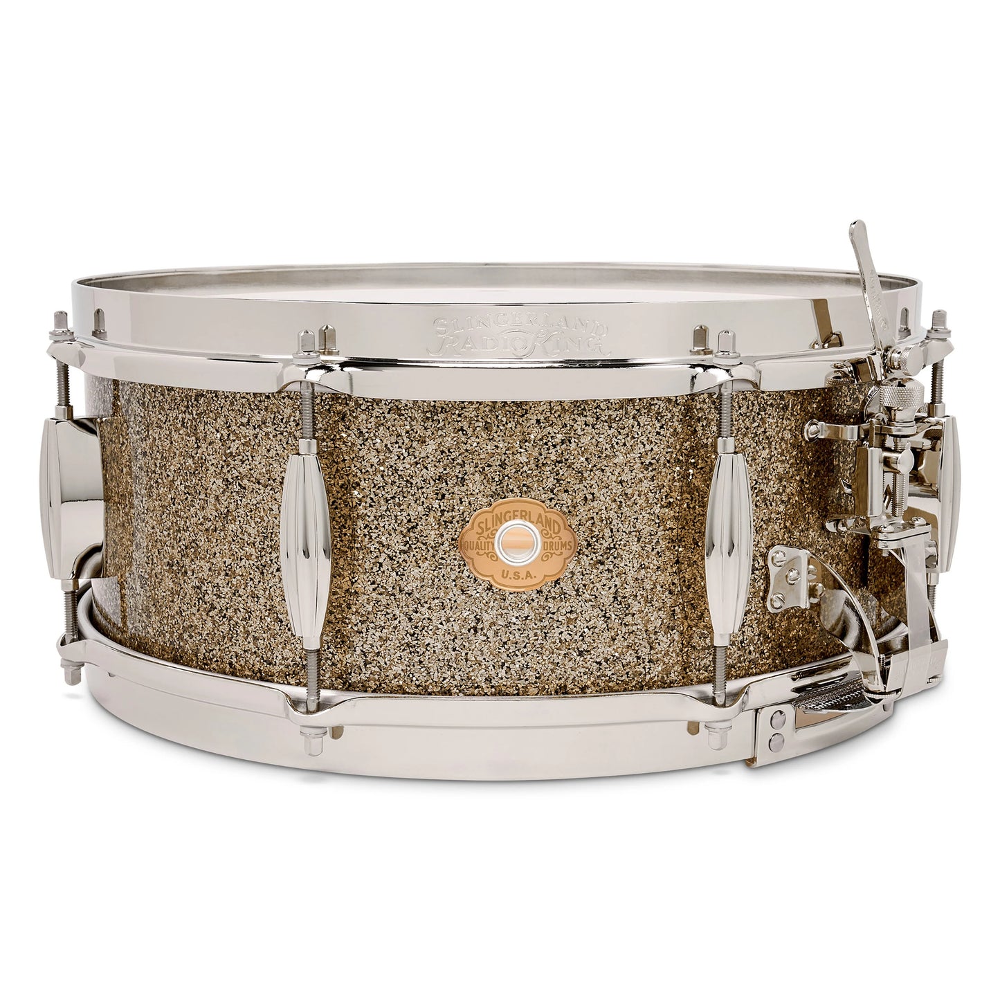 Slingerland Radio King 5.5x14 Solid Maple Snare Drum Gold Glass