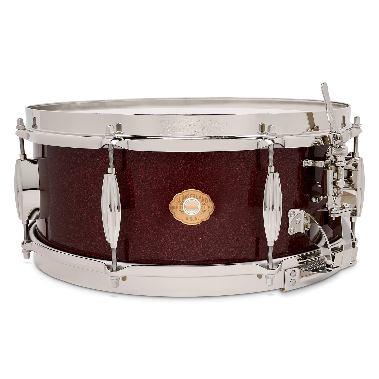 Slingerland Radio King 5.5x14 Solid Maple Snare Drum Maroon Glass Burgundy Sparkle