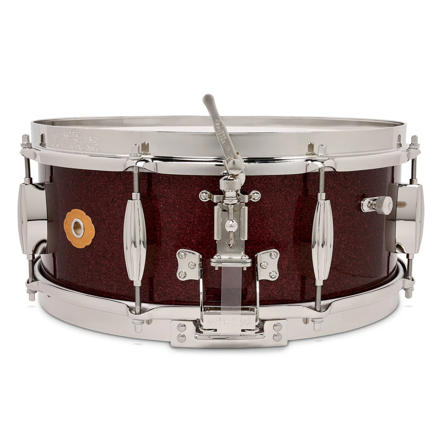 Slingerland Radio King 5.5x14 Solid Maple Snare Drum Maroon Glass Burgundy Sparkle