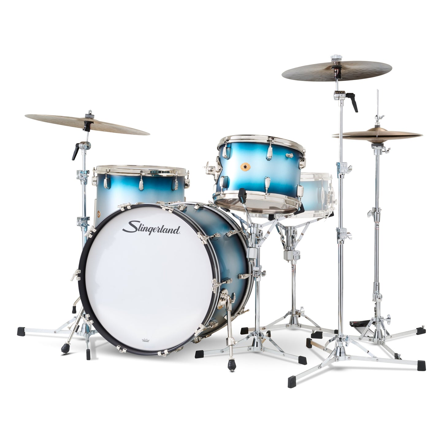 Slingerland Radio King 3-Ply Mahogany/Poplar Drum Set Silver & Blue Lacquer 22/13/16